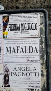 Aankondiging overlijden dorpsbewoner Italië